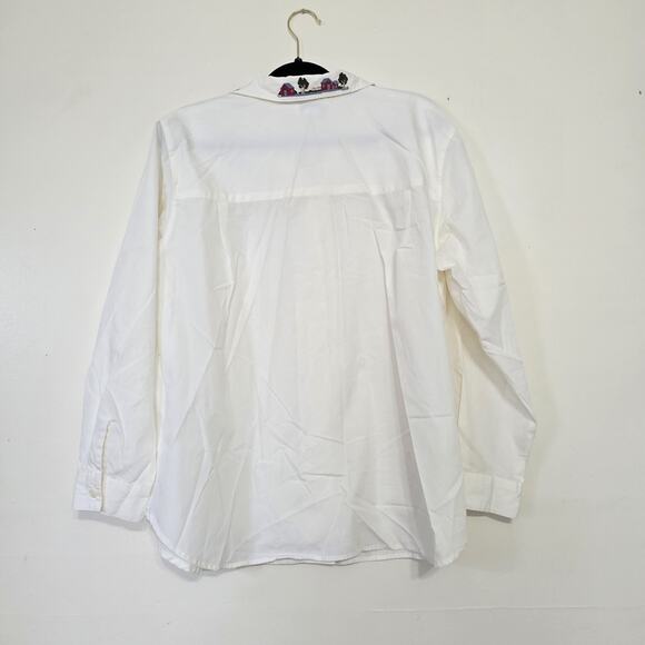 Vintage Embroidered Cottage Prairie White Button Up Top Womens 18W Boho Grandma - Picture 6 of 9